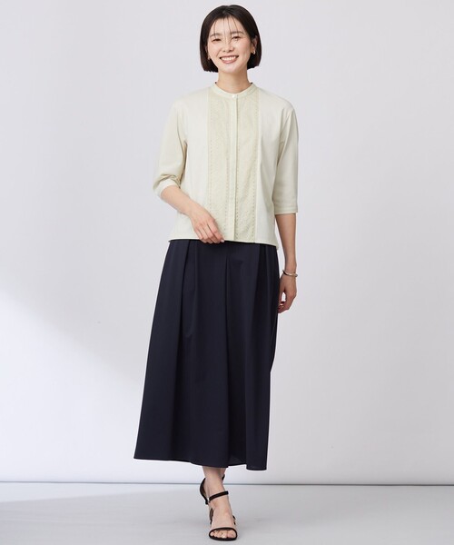 J.PRESS（ジェイプレス）の「【洗える】エンブロシャツジャージー ブラウスライク カットソー（Tシャツ/カットソー・レディース・ライトグレー系/ライトグリーン系/ホワイト系・MEDIUM/LARGE）」の8枚目の写真