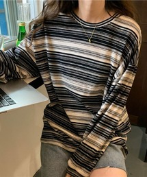 Alum' | マルチボーダーロングルーズT(Tシャツ/カットソー)