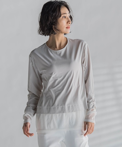 la.f…(ラエフ)の「シアードッキングカットソー≪洗濯機で洗える≫(Tシャツ/カットソー・レディース・ホワイト/ネイビー/ベージュ・7号/9号)」の2枚目の写真