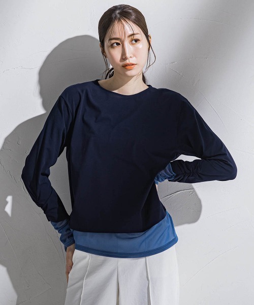 la.f…(ラエフ)の「シアードッキングカットソー≪洗濯機で洗える≫(Tシャツ/カットソー・レディース・ホワイト/ネイビー/ベージュ・7号/9号)」の3枚目の写真