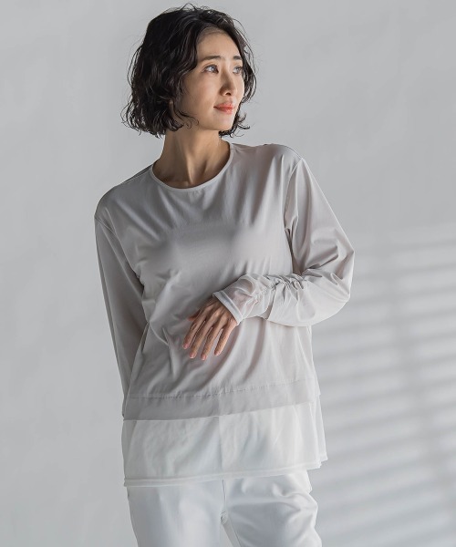 シアードッキングカットソー≪洗濯機で洗える≫ セール】シアードッキングカットソー≪洗濯機で洗える≫（T