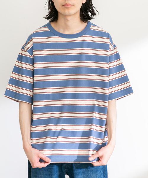 URBAN RESEARCH Sonny Label(アーバンリサーチサニーレーベル)の「レトロボーダーハーフスリーブTEE(Tシャツ/カットソー・メンズ・ブルー系その他/ブラウン系その他・MEDIUM/LARGE)」の4枚目の写真