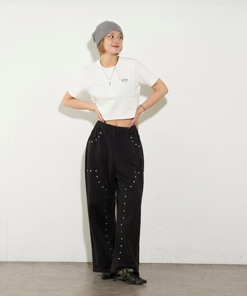 WHO'S WHO gallery(フーズフーギャラリー)の「【SLOPPY/スロッピー】フューチャーロゴヘンリーネック半袖(Tシャツ/カットソー・レディース・ホワイト/チャコールグレー/ブラック/ブラック系その他・FREE)」の13枚目の写真