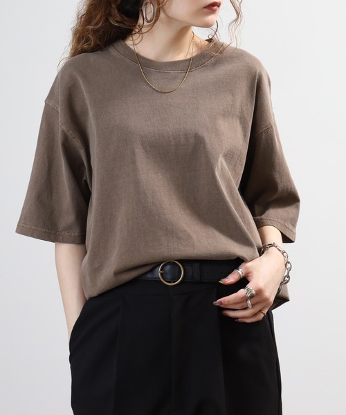 JEMORGAN(ジェーイーモーガン)の「JEMORGAN 天竺 ピグメント半袖T(Tシャツ/カットソー・メンズ・オレンジ/グリーン/ブラック/サックスブルー/オフホワイト/パープル/イエロー/ブラウン/レッド/オリーブ/ダークブルー・M/L/XL/S)」の3枚目の写真