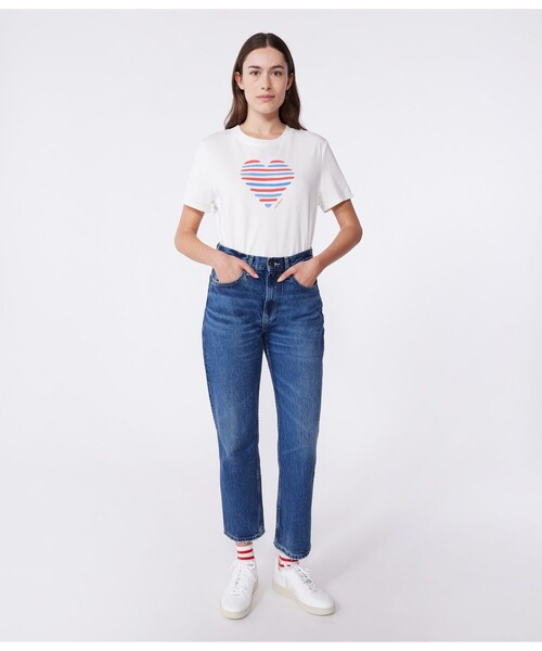 PETIT BATEAU(プチバトー)の「半袖Tシャツ(Tシャツ/カットソー・レディース・ネイビー/オフホワイト・XX-SMALL/X-SMALL/SMALL/MEDIUM/LARGE)」の4枚目の写真