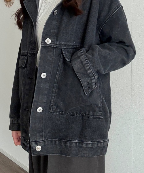 Cham.（チャム）の「ビッグポケットデニムジャケット（デニムジャケット・レディース・ライトブルー/ブラック・F）」の12枚目の写真