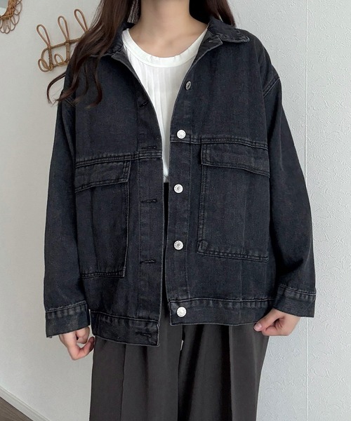 Cham.（チャム）の「ビッグポケットデニムジャケット（デニムジャケット・レディース・ライトブルー/ブラック・F）」の11枚目の写真