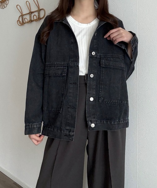 【即完売品】レジェンダ　デニムジャケット　ブラック 2023SS/再入荷カラーあり】袖スリットデニムジャケット（デニム
