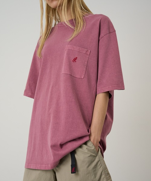 Gramicci（グラミチ）の「ONE POINT TEE PIGT DYED｜ワンポイントTシャツピグメントダイ Gramicci グラミチ（Tシャツ/カットソー・メンズ・オリーブ系/ナチュラル/ブラウン/マスタード/ネイビー/レッド/イエロー・S/L/XL/XXL/M）」の7枚目の写真