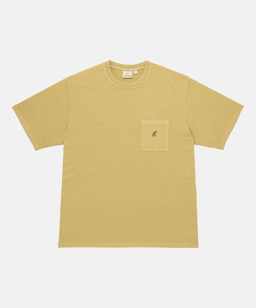 Gramicci（グラミチ）の「ONE POINT TEE PIGT DYED｜ワンポイントTシャツピグメントダイ Gramicci グラミチ（Tシャツ/カットソー・メンズ・オリーブ系/ナチュラル/ブラウン/マスタード/ネイビー/レッド/イエロー・S/L/XL/XXL/M）」の17枚目の写真