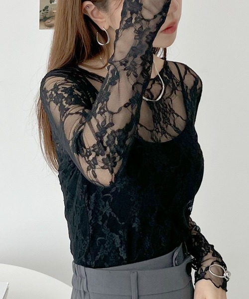 Futier land(フューティアランド)の「ボートネックシアーレーストップス(Tシャツ/カットソー・レディース・ブラック/ホワイト・FREE)」の9枚目の写真