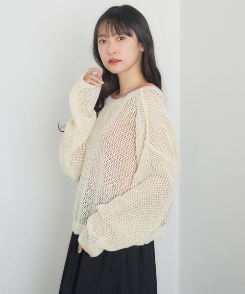 RETRO GIRL（レトロガール）の「2wayラメメッシュカーデ（カーディガン/ボレロ・レディース・オフホワイト/ブラック/オレンジ・FREE）」の15枚目の写真