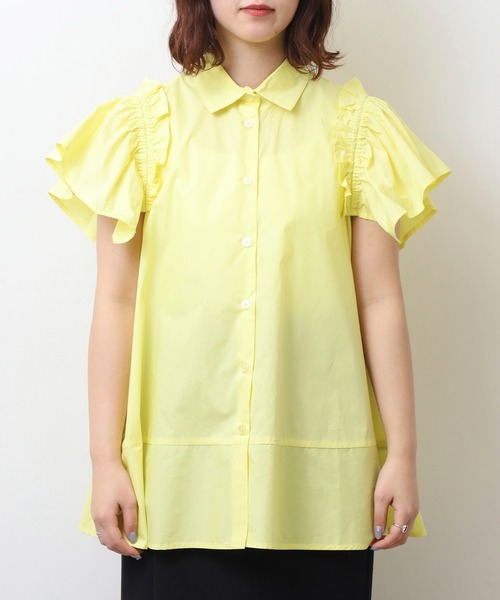 tシャツ EGLANTINE 袖フリル付半袖カットソー レディース EGLANTINE（エグランティーヌ） 袖フリル付半袖カットソー