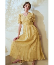 上品✨エステリアK　ロング ワンピース　イエロー プリーツ花柄　マキシ丈 Estella.K｜エステラケーのワンピース（イエロー/黄色系）通販 - ZOZOTOWN