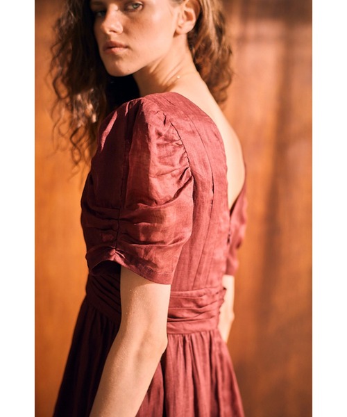 Isabella Long Dress リネンタックドレス（ワンピース
