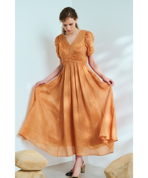 Isabella Long Dress リネンタックドレス（ワンピース