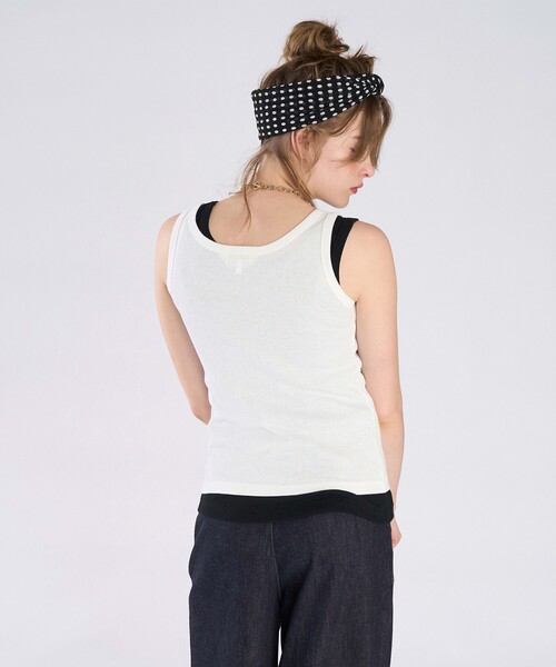 To b. by agnes b.(トゥービーバイアニエスベー)の「リブ タンクトップ(Tシャツ/カットソー・レディース・ホワイト・40/38)」の9枚目の写真