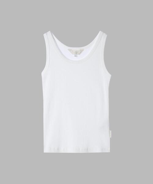To b. by agnes b.(トゥービーバイアニエスベー)の「リブ タンクトップ(Tシャツ/カットソー・レディース・ホワイト・40/38)」の2枚目の写真