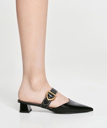 CHARLES & KEITH | Sepphe セフェ ツイルメタリックバックルポインテッドトゥヒールミュール(パンプス)