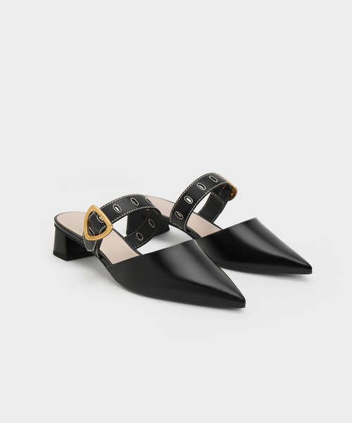 Sepphe セフェ ツイルメタリックバックルポインテッドトゥヒール