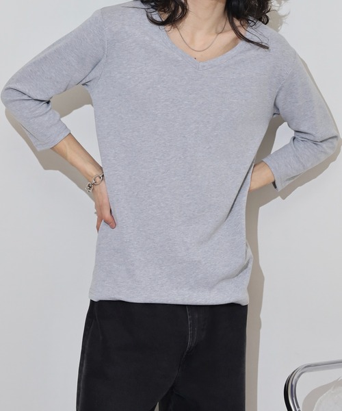 FUNALIVE(ファンアライブ)の「T/Cフライススリムフィット7分袖VネックTEE(Tシャツ/カットソー・メンズ・ブラック系1/グレー系1/ネイビー系1/ブラック系/グレー系その他2/グレー系/ネイビー系/ホワイト系/グレー系その他/ホワイト系1・M/L/LL)」の7枚目の写真