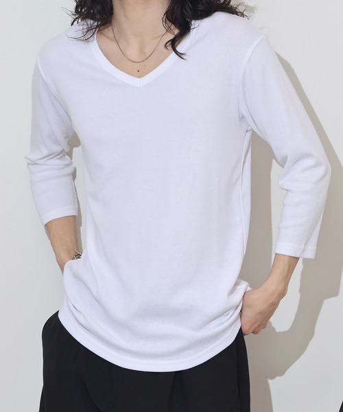 FUNALIVE(ファンアライブ)の「T/Cフライススリムフィット7分袖VネックTEE(Tシャツ/カットソー・メンズ・ブラック系1/グレー系1/ネイビー系1/ブラック系/グレー系その他2/グレー系/ネイビー系/ホワイト系/グレー系その他/ホワイト系1・M/L/LL)」の12枚目の写真