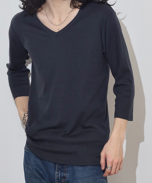 FUNALIVE(ファンアライブ)の「T/Cフライススリムフィット7分袖VネックTEE(Tシャツ/カットソー・メンズ・ブラック系1/グレー系1/ネイビー系1/ブラック系/グレー系その他2/グレー系/ネイビー系/ホワイト系/グレー系その他/ホワイト系1・M/L/LL)」の15枚目の写真