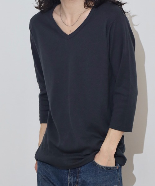 FUNALIVE(ファンアライブ)の「T/Cフライススリムフィット7分袖VネックTEE(Tシャツ/カットソー・メンズ・ブラック系1/グレー系1/ネイビー系1/ブラック系/グレー系その他2/グレー系/ネイビー系/ホワイト系/グレー系その他/ホワイト系1・M/L/LL)」の17枚目の写真