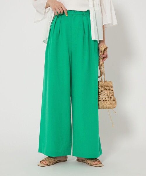美品：T/Wソリッドジャケット&パンツ：green label relaxing タック ワイド パンツ -撥水-（その他パンツ）｜green label