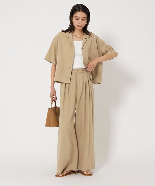美品：T/Wソリッドジャケット&パンツ：green label relaxing タック ワイド パンツ -撥水-（その他パンツ）｜green label