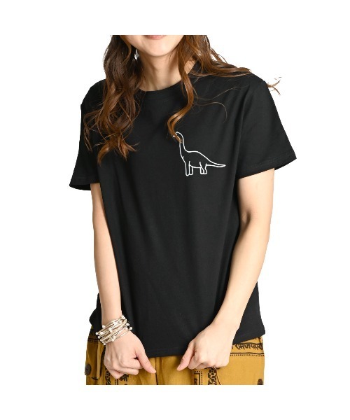 MARAI(マーライ)の「ゾウ 恐竜 ワンポイントプリント 無地 半袖Tシャツ(Tシャツ/カットソー・レディース・ホワイト系/イエロー/ブラック系/ワイン・FREE)」の21枚目の写真