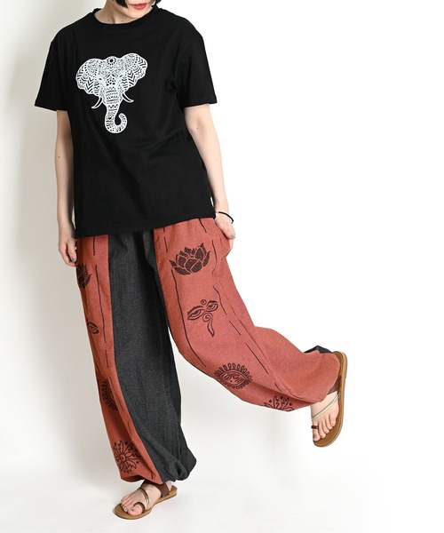MARAI(マーライ)の「ゾウ 恐竜 ワンポイントプリント 無地 半袖Tシャツ(Tシャツ/カットソー・レディース・ホワイト系/イエロー/ブラック系/ワイン・FREE)」の16枚目の写真
