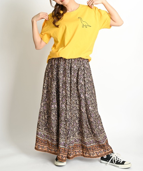MARAI(マーライ)の「ゾウ 恐竜 ワンポイントプリント 無地 半袖Tシャツ(Tシャツ/カットソー・レディース・ホワイト系/イエロー/ブラック系/ワイン・FREE)」の17枚目の写真