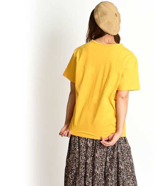 MARAI(マーライ)の「ゾウ 恐竜 ワンポイントプリント 無地 半袖Tシャツ(Tシャツ/カットソー・レディース・ホワイト系/イエロー/ブラック系/ワイン・FREE)」の11枚目の写真