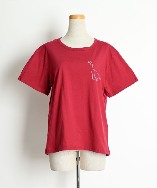MARAI(マーライ)の「ゾウ 恐竜 ワンポイントプリント 無地 半袖Tシャツ(Tシャツ/カットソー・レディース・ホワイト系/イエロー/ブラック系/ワイン・FREE)」の19枚目の写真