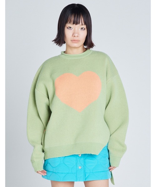 Little sunny bite(リトルサニーバイト)の「【8】【Little Sunny Bite】love knit top(ニット/セーター・レディース・グリーン/ピンク/ブラック/アイボリー・MEDIUM/SMALL)」の2枚目の写真