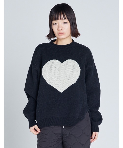 Little sunny bite(リトルサニーバイト)の「【8】【Little Sunny Bite】love knit top(ニット/セーター・レディース・グリーン/ピンク/ブラック/アイボリー・MEDIUM/SMALL)」の1枚目の写真