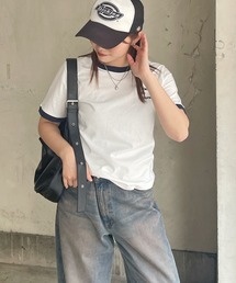 ABYS | ワンポイント刺繍リンガー半袖Tシャツ(Tシャツ/カットソー)