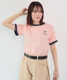 【リンガーTシャツ/配色Tシャツ】ワンポイント刺繍コンパクト半袖Tシャツ / チビT