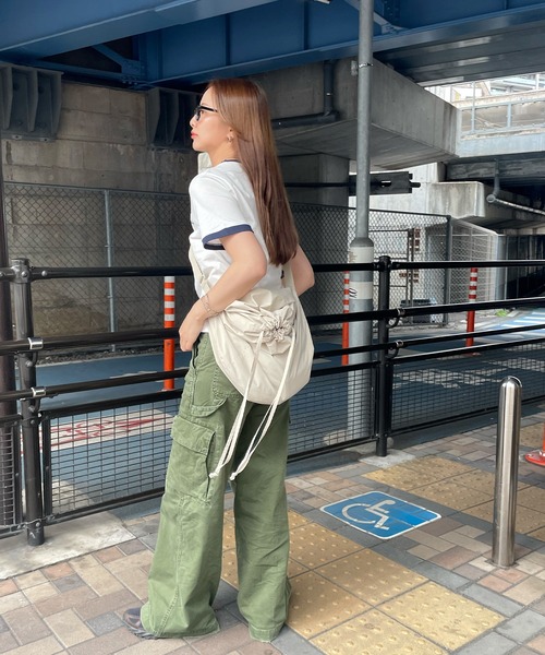 ABYS（アビス）の「ワンポイント刺繍リンガー半袖Tシャツ（Tシャツ/カットソー・レディース・ホワイト/ライトブルー/イエロー/ピンク/ネイビー・MEDIUM/LARGE）」の10枚目の写真