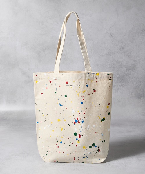 HAND PAINTED N(N) number nine CANVAS TOTE BAG / ハンド