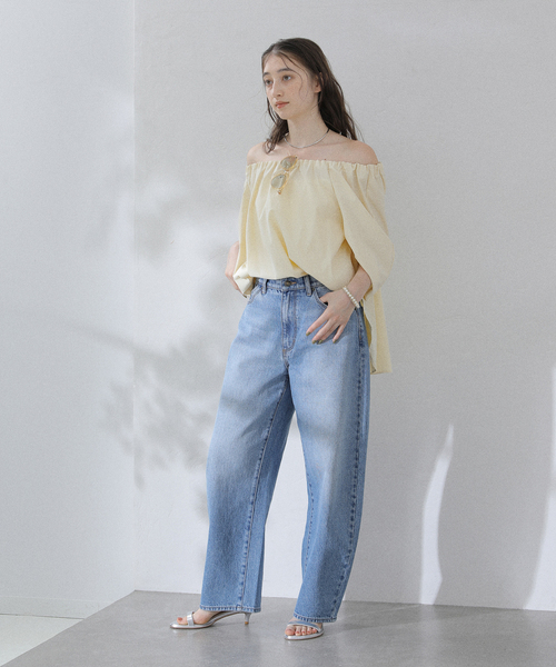 La TOTALITE（ラトータリテ）の「【洗える】オフショルブラウス（シャツ/ブラウス・レディース・ネイビー/イエロー・FREE）」の7枚目の写真