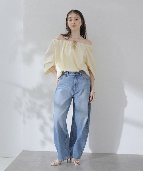 La TOTALITE（ラトータリテ）の「【洗える】オフショルブラウス（シャツ/ブラウス・レディース・ネイビー/イエロー・FREE）」の8枚目の写真