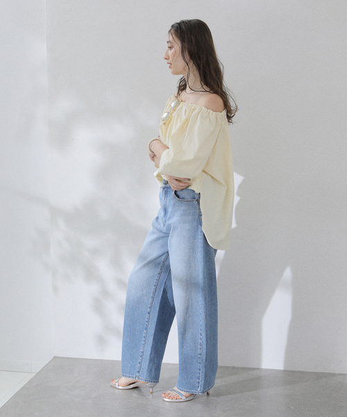 La TOTALITE（ラトータリテ）の「【洗える】オフショルブラウス（シャツ/ブラウス・レディース・ネイビー/イエロー・FREE）」の9枚目の写真