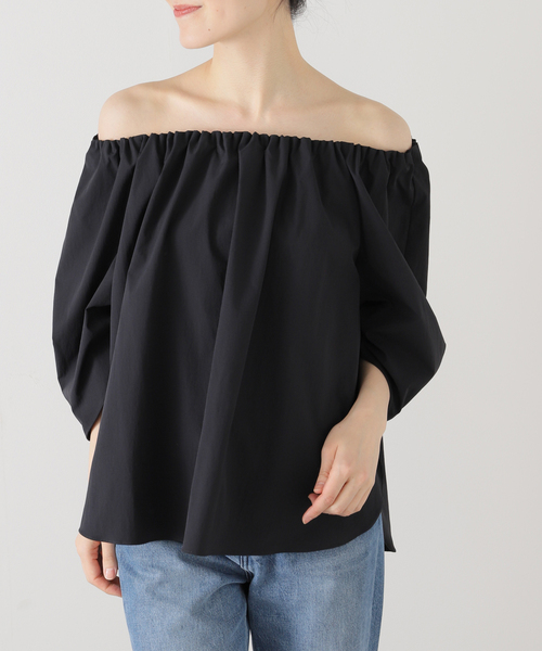 La TOTALITE（ラトータリテ）の「【洗える】オフショルブラウス（シャツ/ブラウス・レディース・ネイビー/イエロー・FREE）」の20枚目の写真