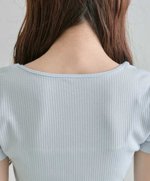 OLIVE des OLIVE(オリーブデオリーブ)の「レースリボンレイヤードトップス(Tシャツ/カットソー・レディース・ブラック/サックスブルー/トップグレー/アイボリー・FREE)」の18枚目の写真