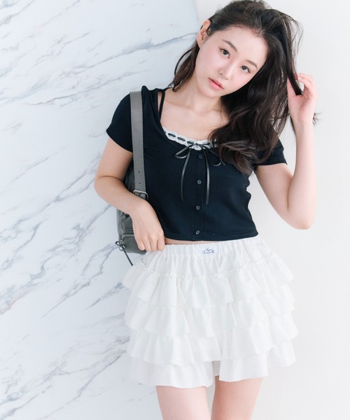 【THEAIRTOWN】リボン ホルダー レース レイヤード トップス Outfitter lab｜レースリボンレイヤードトップス | Rakuten