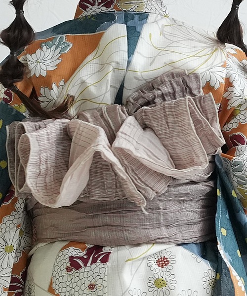 utatane（ウタタネ）の「キッズ浴衣3点セット ひよこ商店 マーガレットアプリコット裂取文（浴衣・キッズ・ブルー・100cm/110cm/120cm/130cm）」の10枚目の写真