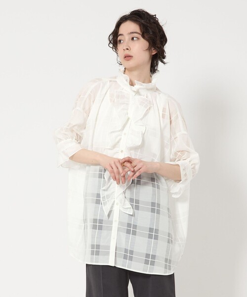別注】＜dahl'ia＞フリル チェックブラウス-united LOVE project 2025