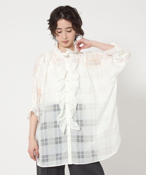 別注】＜dahl'ia＞フリル チェックブラウス-united LOVE project 2025